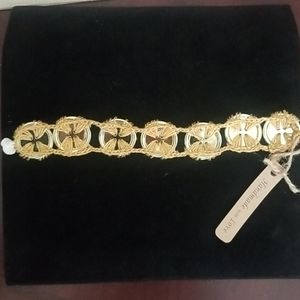 Crochet Gold Button Bracelet
